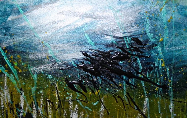 Using The Dancing Brush with Interference Turquoise, this piece came alive!